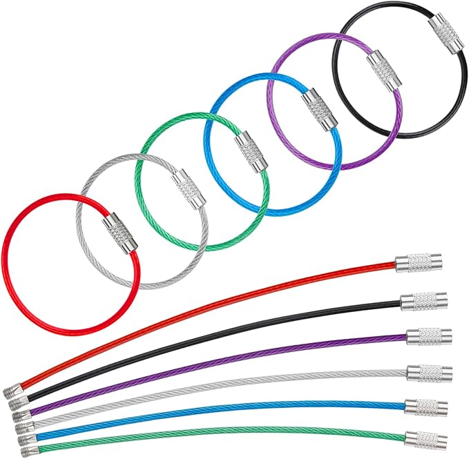 Uniclife 4 Inch Wire Keychain Cable Heavy Duty Stainless Steel Key Ring | Large Holder for Luggage Tag Keeper Travel, 1.8 mm Braided, 4.8 Inch Length, 1.6 Diameter, 80 lbs Hold, Corrosion Resistant