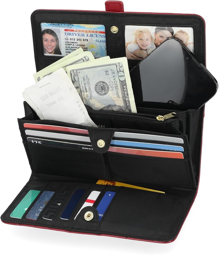 Mundi File Master Womens RFID Blocking Wallet Clutch Organizer With Change Pocket