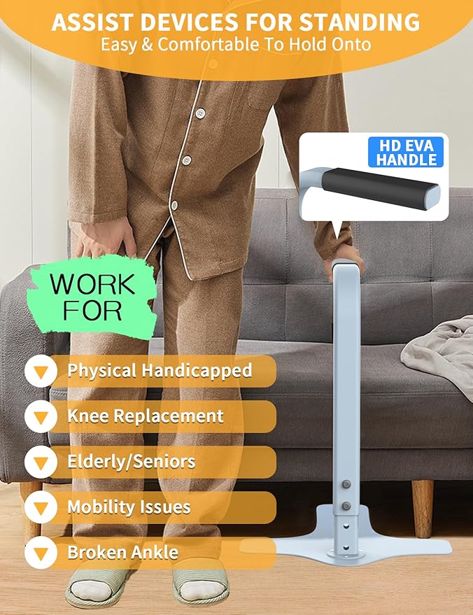 yeezoo Couch Stand Assist, Chair Couch Lift Assist for Elderly sit to Stand, 25.6"/27.6"/29.6"/31.6" Four Heights Adjustable(Light Grey, Max 300LBs Capacity)