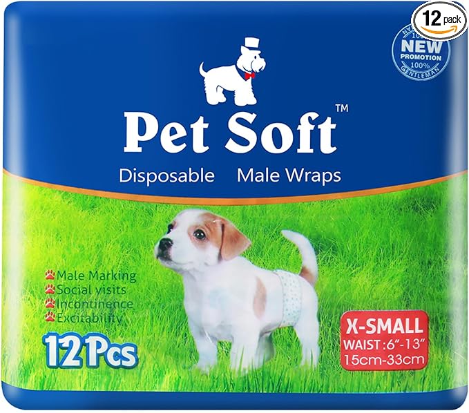Pet Soft Disposable Male Wrap Dog Diaper,12Pcs,XS
