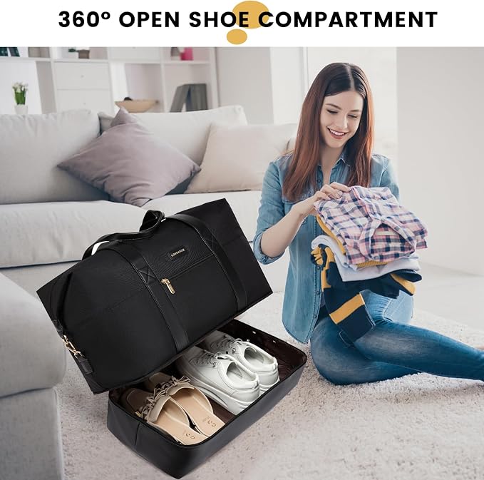LOVEVOOK Weekender Bag for Women, Large Duffle Bag for Travel with 2 Packing Cubes, Carry on Overnight Bag with Shoe Compartment, Mom Hospital Bags for Labor and Delivery