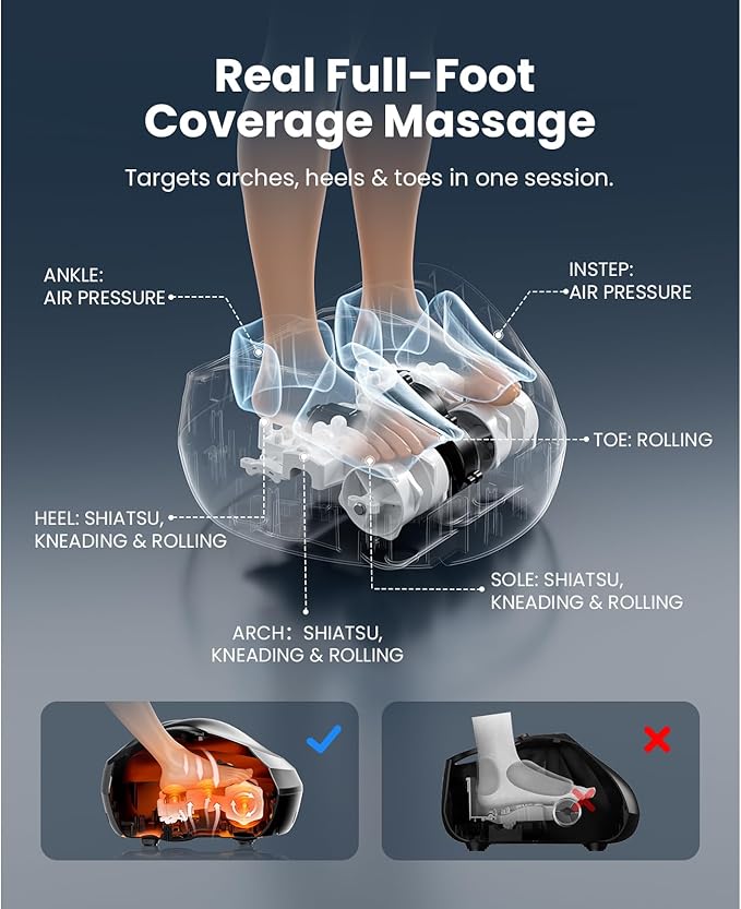 BOB AND BRAD Foot Massager Machine with Heat and Remote, Fits up to Men Size 14, Electric Shiatsu Deep Kneading Foot Massager, Relieve for Plantar Fasciitis and Neuropathy Pain, FSA Eligible