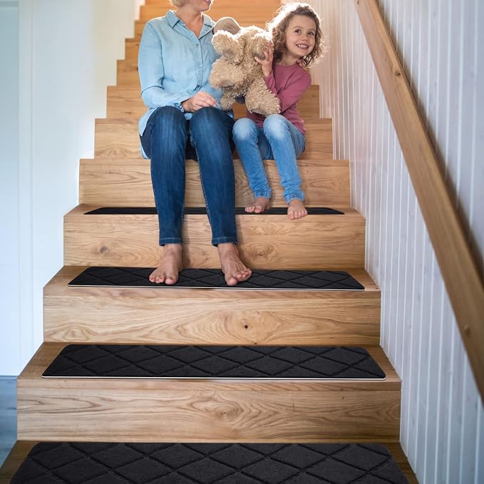Stair Treads for Wooden Steps 15pcs - 8x30in Carpet Stairs Runner Indoor Non-Slip Stair Mats for Kids Elders and Pets | Indoor Stair Mats for Kids Elders and Pets