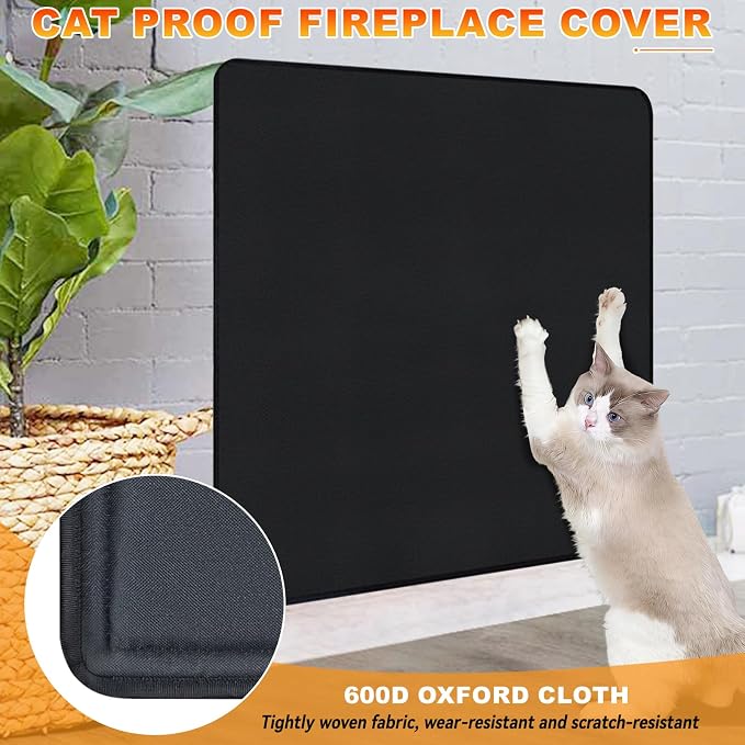 Fireplace Cover, Draft Stopper for Brick Fireplace, Fireplace Flue Blocker, Indoor Fireplace Blanket for Heat Loss, Winter and Summer, Black, 40x30 Inches