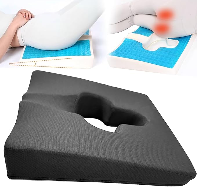 Gel Wheelchair Seat Cushion,Bed Sore Cushions for Butt,Hemorrhoid Pillow,Sciatica,Coccyx,Pressure Sore and Ulcer Pain Relief Butt Pillow,Cushion for Office Chairs with Washable Cover (Black)