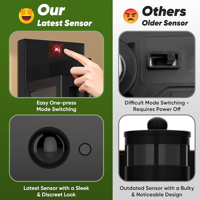 2-Pack 13” Upgraded Motion Sensor Outdoor Wall Lights, Black | Auto ON/OFF, 3 Lighting Modes, Waterproof, Rust-Resistant, Durable Metal & Clear Glass, Standard E26 Sockets, Easy to Install