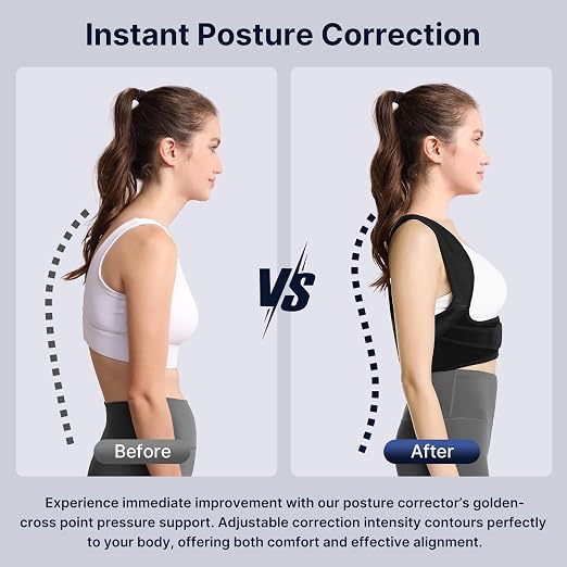 Fit Geno Posture Corrector for Women Lite, Upper Back Brace for Slouching | An Adjustable, Lightweight Design Supports Your Neck, Shoulders, and Upper Back to Help You Sit and Stand Taller