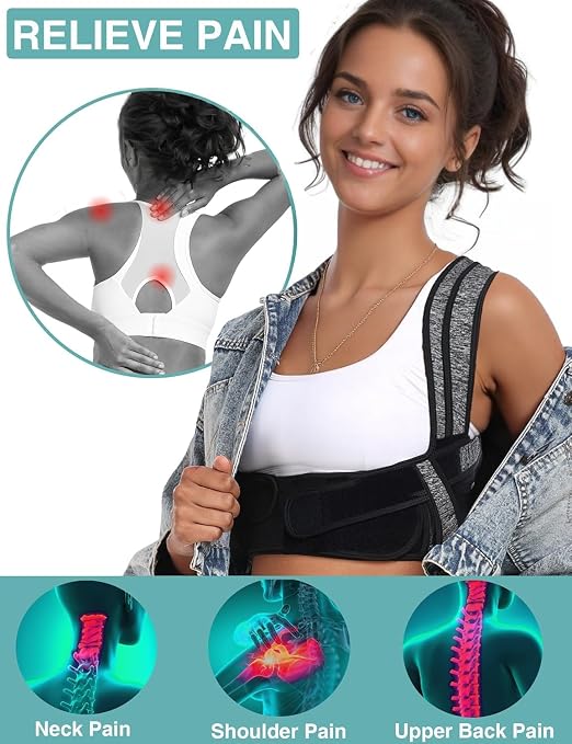 Posture Corrector, BI-Strap System Back Brace | Three Wearing Modes, Bamboo Fiber Lining, Adjustable Support
