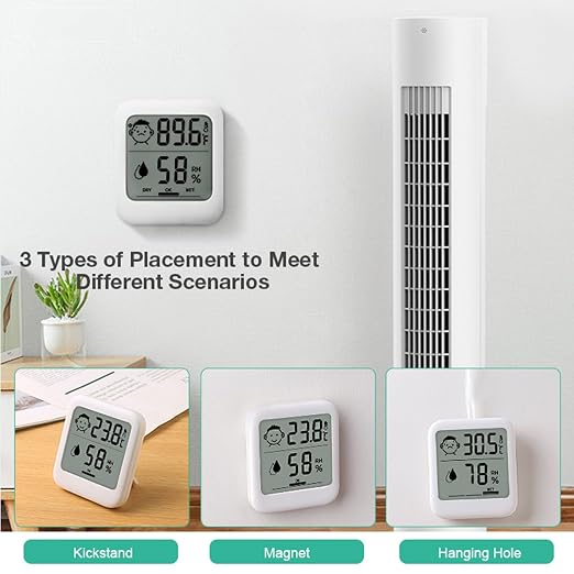 HATUSOKU Digital Thermometer and Hygrometer with Comfort Face Display, Hygrometer, Stand, Magnet, Hanging, Simple, Infectious Disease Prevention, Heat Stroke Prevention (Simple, No Clock)