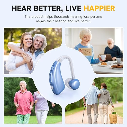 Compact, portable noise-canceling Hearing Amplifier, rechargeable, delivers clear all-around sound