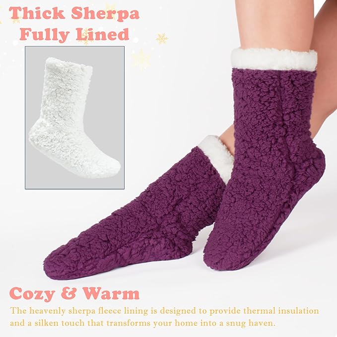 cosyone1997 Women's Fuzzy Slipper Socks with Non-slip Grippers, Cozy & Unique Gifts