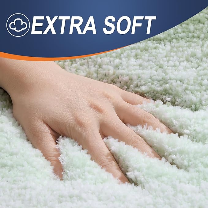 OLANLY Bathroom Rug Set 2 Piece, Soft Absorbent Microfiber Bath Rug Set, Non-Slip, Machine Wash Dry, Plush Shaggy Bath Mats for Bathroom (30"x20"+24"x16", Sage Green)