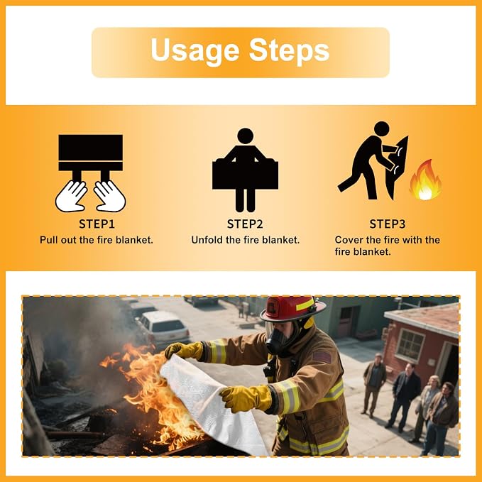 Emergency Fire Blanket-4 Pack for Home and Kitchen - 40"x40" Fiberglass Fire Blankets for Emergency Survival Safety (1m-4pack)