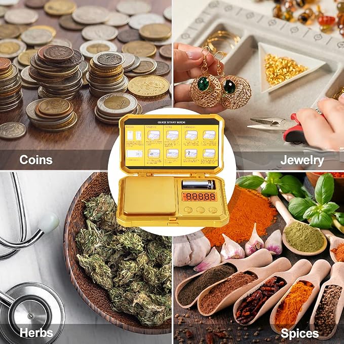 Fuzion Gram Scale 200g/0.01g, Jewelry Scales Digital Weight Grams and Ounces, Digital Pocket Herb Scale with 6 Modes, Tare for Herbs, Jewelry, Small(50g Weight & Battery Included)