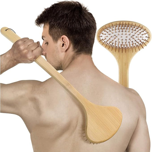 Bamboo Oversize Curved Back Scratcher - Large 104 Wooden Points Provide Instant Itch Relief, Curved Handle & Air Cushion, Extendable Back Massage for Men Women Adults