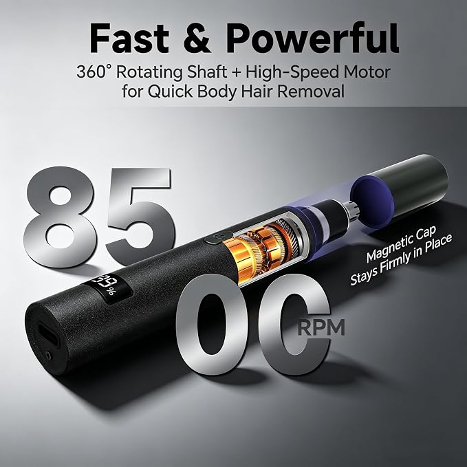 RUIM 3-in-1 Nose Hair Trimmer for Men, Electric Ear & Eyebrow Groomer with LED Display, USB-C Rechargeable, Waterproof Dual-Blade Facial Hair Trimmer, Precision Grooming Kit