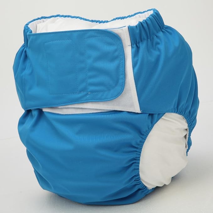 Large Teen Adult Cloth Diaper Nappy Reusable Washable for Disability for Men (Blue (Large 26in to 50in))