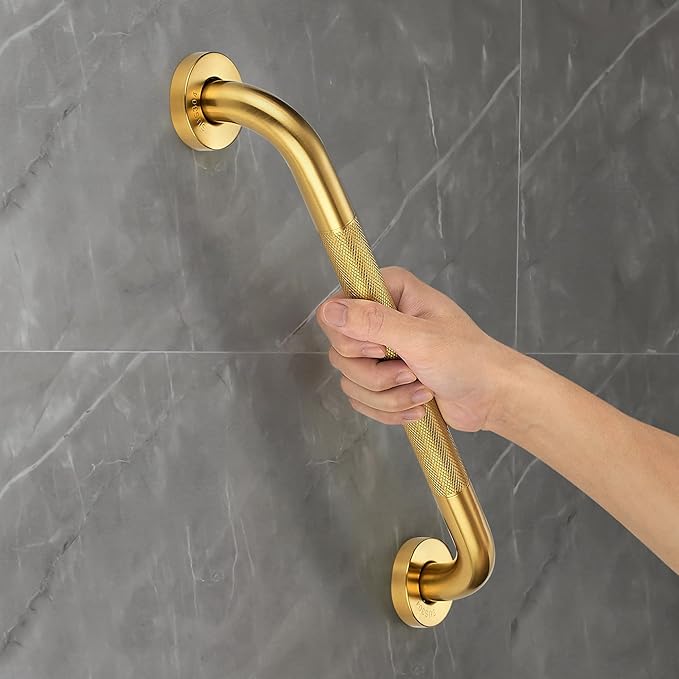 Grab Bars for Shower, 2 Pack 24-Inch Anti Slip Shower Handles for Elderly, Safety Shower Grab Bar, Stainless Steel Handicap Grab Bars for Bathroom,Toilet (Gold, 1" Diameter)