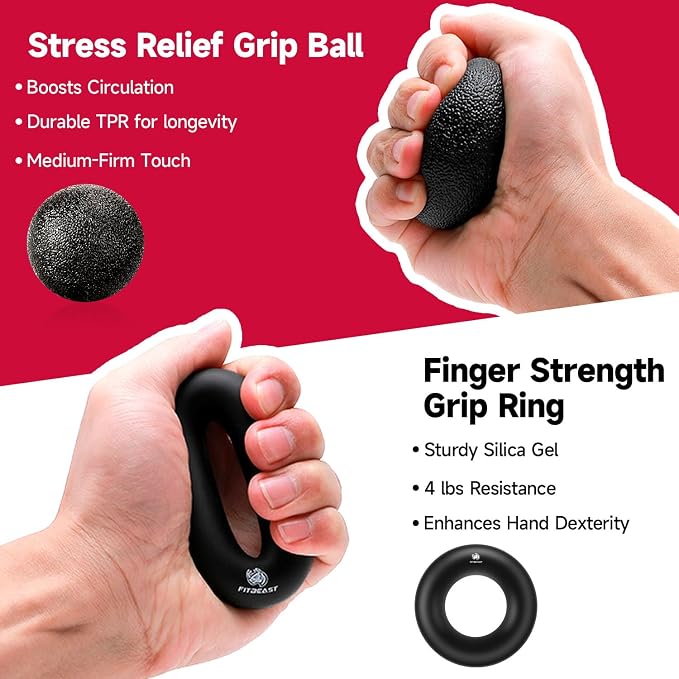FitBeast Grip Strengthener Forearm Strengthener Hand Grips Strengthener Kit - 5 Pack Adjustable Resistance
