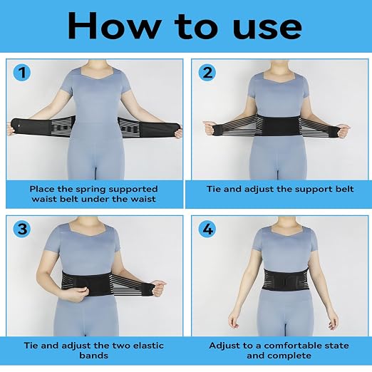 Back Brace for Lower Back Pain Relief,Back Support Belt for Men & Women | 6 Stainless Steel Spring Lumbar Support Belt For Herniated Disc and Sciatica，Four 2-in-1 elastic bands on the back Back Belt