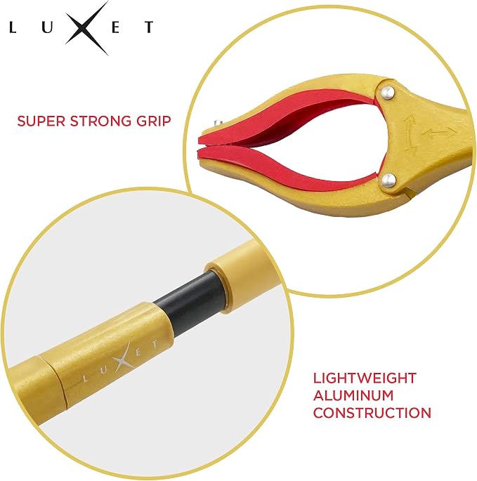 Grabber Reacher Tool - Latest Version Luxet 19 Inch Gold&Black, Foldable Pick Up Stick - Strong Grip Magnetic Tip - Heavy Duty Trash Picker Claw Reacher Grabber Tool Elderly Wheelchair Mobility Aid