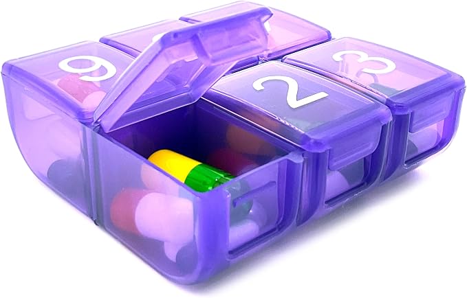 e-Pill 6 Times a Day 7 Day Weekly Pill Organizer – Large Capacity Rainbow Multicolor Pill Box for Vitamins & Medications