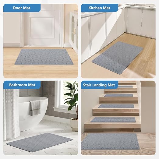 KOOTETA Stair Treads Landing Rug for Wooden Steps Indoor, Peel and Stick Stair Treads Matching-Mat 20"X32" Stair Landing Slip Resistant Polyester Stair Rugs Non Slip for Seniors and Dogs,