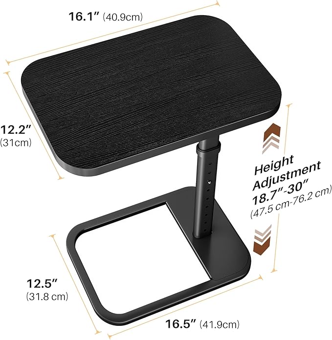 Adjustable Height TV Tray Table for Couch, Flip-Top Design | 19"-30" Height Range, 9-Position Lock System, Rounded Corners, Laptop Table, Snack Table, For Living Room & Bedroom