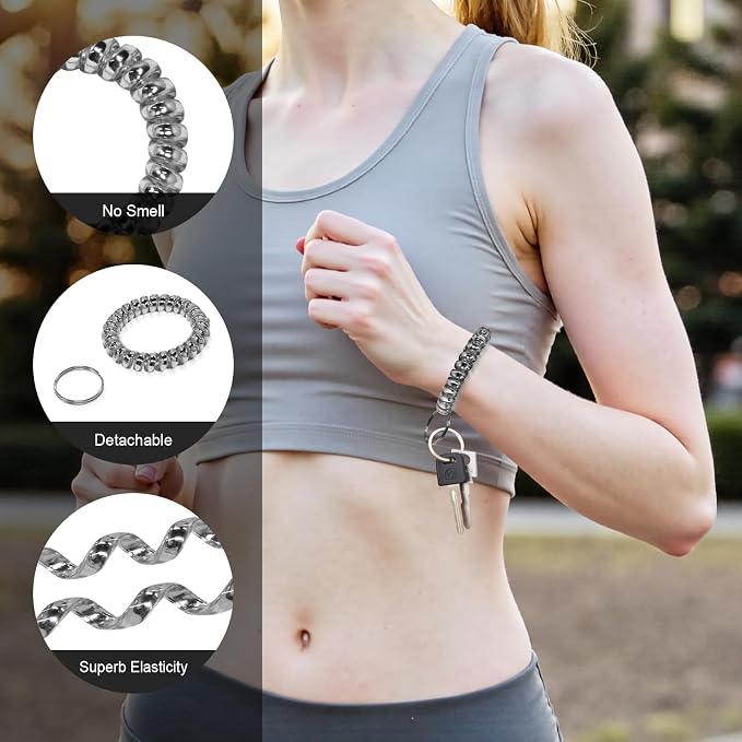 Spiral Coil Keychain, Anti-lost Key Chain Holder Lanyard Cord for Sauna Outdoor Sports and Gym Pool