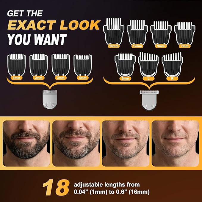 Beard Trimmer for Men, All-in-One Electric Razor & Hair Clipper, Waterproof Cordless Mustache Grooming Kit, Rechargeable Beard Hair Nose Ear & Body Trimmer, Face Shaver, Gifts for Men Husband Father