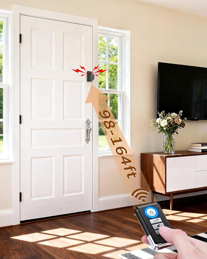 WSDCAM Door Alarm When Door Opens, Wireless 110dB Anti-Theft with Remote, Door Bells Chimes, Magnetic Security Alarms for Door, Window, Cabinet, Pool Safety for Kids, Alzheimer's Care (Black, 2 Pack)