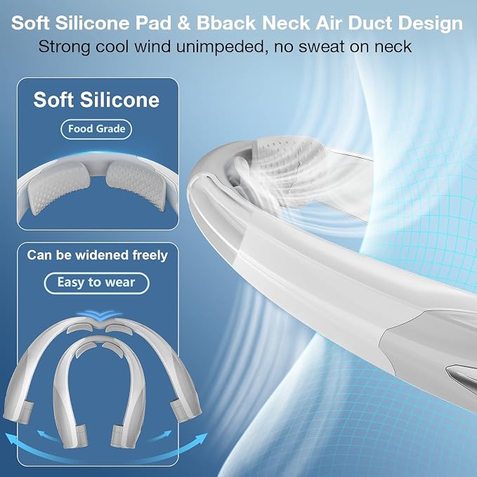 Hionly AI Neck Fan, 6 Speeds Adjustable Portable Personal Fan Rechargeable, 6000 mAh Battery Faster Cooling Wearable, Ultra Quiet for Home, Office, Travel, Outdoor
