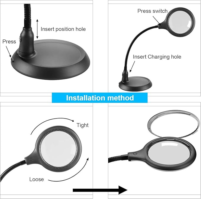 Magnifying Glass Lamp,5X Magnifier LED Light and Flexible Neck,Magnifying Lamp USB Powered,Perfect for Reading,Hobbies,Task Crafts or Workbench | Magnifying Lamp USB Powered Perfect for Reading, Hobbies, Task Crafts or Workbench