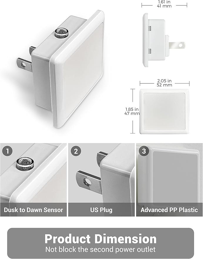 JandCase LED Night Light, Night Light Plug into Wall with Light Sensors[4 Pack], 5000K Daylight, Small Nightlight for Kids Bathroom,Hallway,Dinning Room,Kitchen