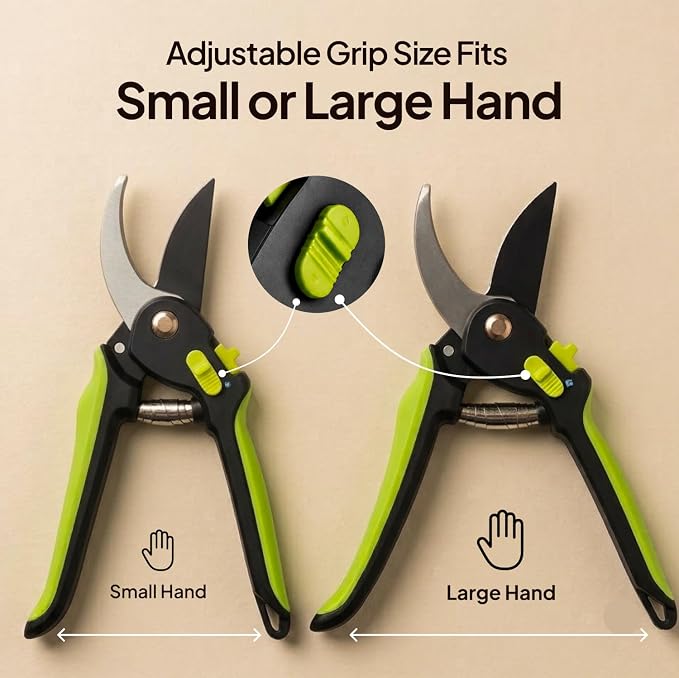 8.5" Professional Pruning Shears, Garden Clippers - Cuts 3X Easier Sharp Japanese Blade, Arthritis Friendly Garden Scissors for Seniors, Bonsai Cutters
