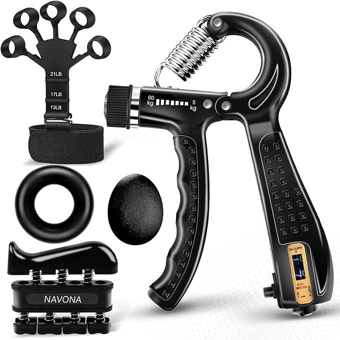 5/10 PCS Grip Strength Trainer Kit, Hand Gripper Strengthener, Forearm Strengthener, Finger Strengthener, Finger Exerciser, Stress Relief Ball,Forearm Workout Ring for Muscle Building and Injury Recover