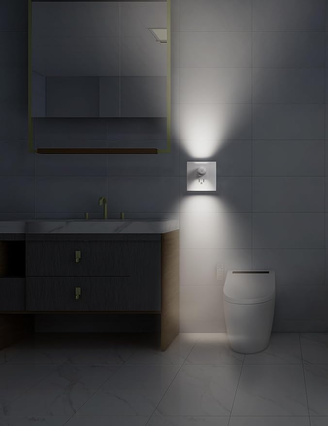 6 Pack Mini LED Night Light Plug in Wall - Dusk to Dawn Auto On/Off, 5000K Daylight 100 Lumen, 360° Adjustable Lighting for Bedroom, Bathroom, Stairs, Kids Room, Hallway