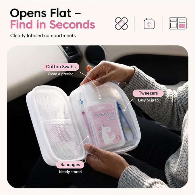 Graid Kids First Aid Kit 88 Pcs—Unicorn Waterproof Travel First Aid Kit for Toddlers, Children& Family | Compact Portable Mini Kit for Car, Camping, School, Backpack & Diaper Bag