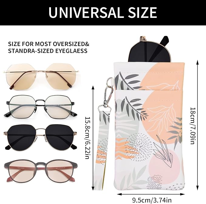 Double Eyeglass Case Soft Dual Glasses Case for Women Men Travel Squeeze Top Sunglasses Cases Eyeglasses Pouch