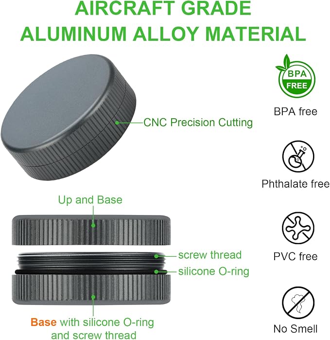 Metal Pill Case, 2Pack Aluminium Small Medication Containers for Pocket Purse, Travel Waterproof Vitamin Organizer Box, Portable Tiny Round Medicine Dispenser Caddy for Camping, Working - Gray