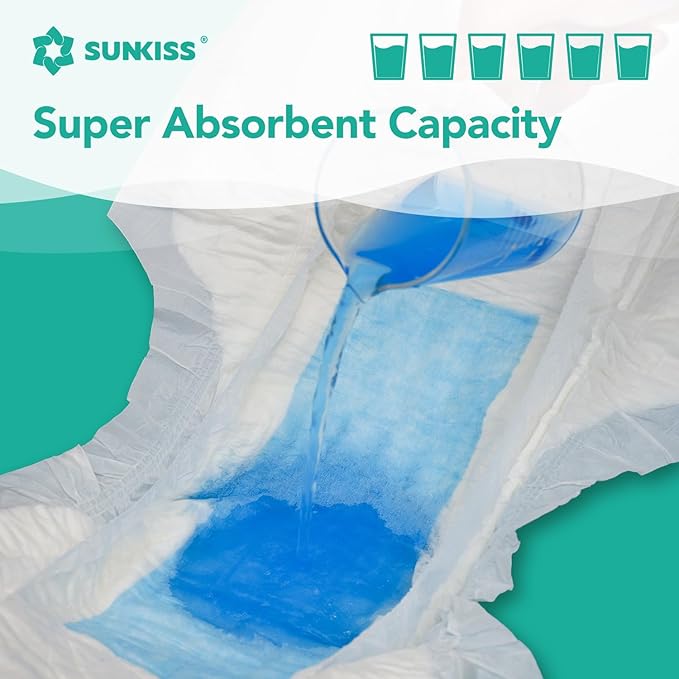 SUNKISS TrustPlus Adult Diapers with Maximum Absorbency, Unisex Disposable Incontinence Briefs with Tabs for Men and Women, Odor Control, Large, 15 Count (Pack of 2)