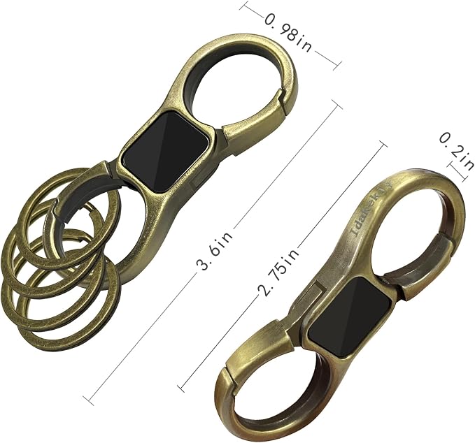 Idakekiy Key Chain Quick Release Spring with 4 Key Rings Heavy Duty Car Keychain Organizer for Men and Women