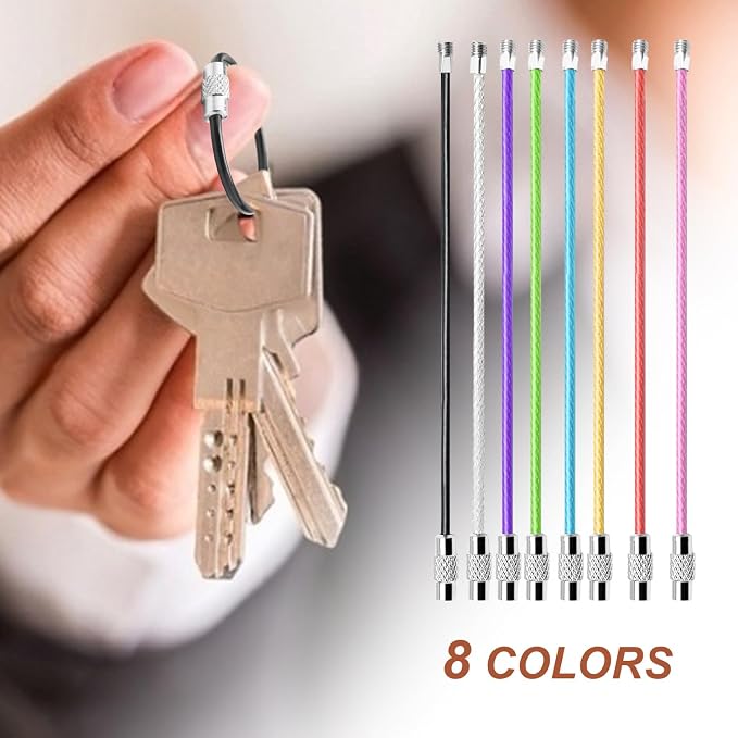 12 Pack 4" Key Ring Wire Keychain Cable Keyring Keychain Holder Clips Small Loops for Car Keys, Luggage Tags, Bag Tags, Crafts (Assorted, 2mm)