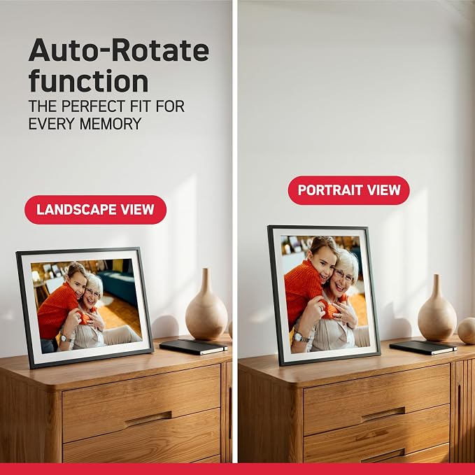 AGFA Photo FRAMEO WiFi Digital Picture Frame 17 Inch – HD Touchscreen Smart Photo Frame, Share Photos & Videos Instantly via App, 32GB Memory, Auto-Rotate, Clock & Weather, Slim Modern Design