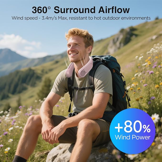 Hotsales Neck Fan, Bladeless Fan That Blows Cold Air, Portable Rechargeable | 6000 mAh Battery, 3 Speeds, Hands Free Wearable Personal Cooling Fan for Men and Women, Travel, Outdoor, USB Rechargeable