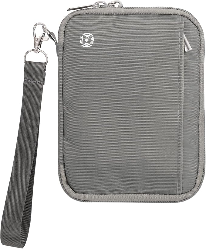 WALNEW Passport Holder Family for 4, RFID Blocking Travel Wallet Women Men | Holds up to 4 Passports, Removable Wrist Strap，Lightweight Zipper Document Organizer Pouch Bag for Travelling