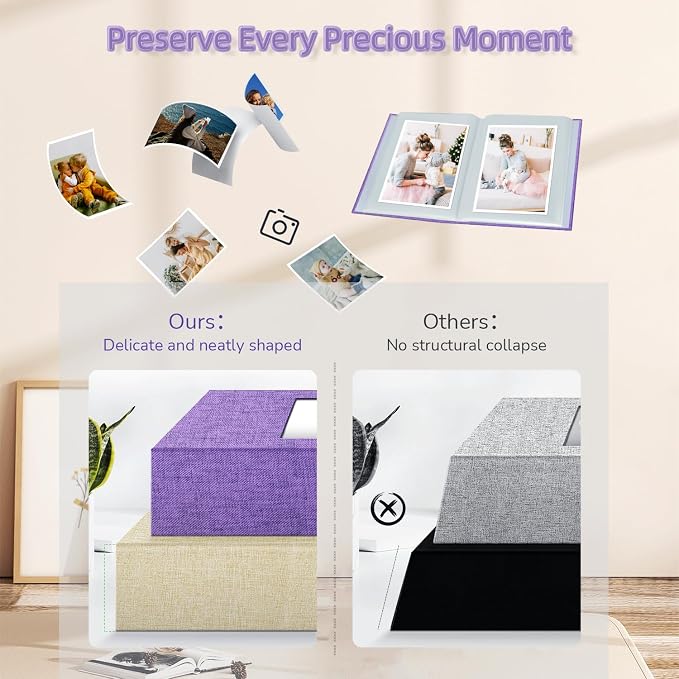 popotop Photo Album 4x6-100 Photos Photo Books with 100 Vertical Pockets,Linen Cover Albums for Family Wedding Anniversary Baby Vacation Pictures