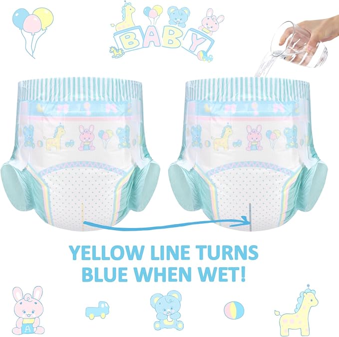 Littleforbig Adjustable Hook-and-Loop Fastener Closure Adult Printed Cloth Back Diaper 10 Pieces - Baby Parade (Medium 28"-38")