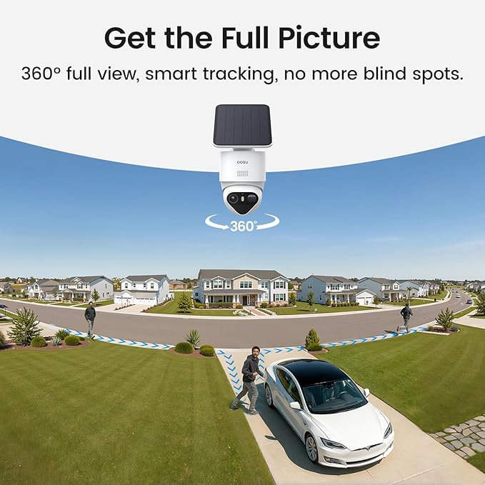 aosu T2 Ultra 4K Solar Security Cameras Wireless Outdoor, 2-Cam Kit, Smart Home Security System with TrueColor Night Vision, AI Recognition&Motion Tracking, 360°Pan&Tilt, Expandable 16TB Local Storage