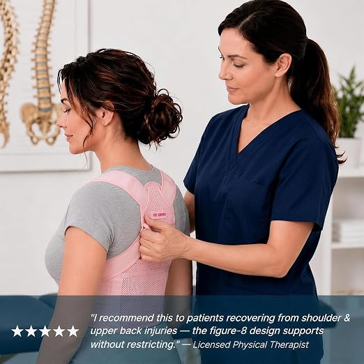 Fit Geno Posture Corrector for Women Lite, Upper Back Brace for Slouching | An Adjustable, Lightweight Design Supports Your Neck, Shoulders, and Upper Back to Help You Sit and Stand Taller